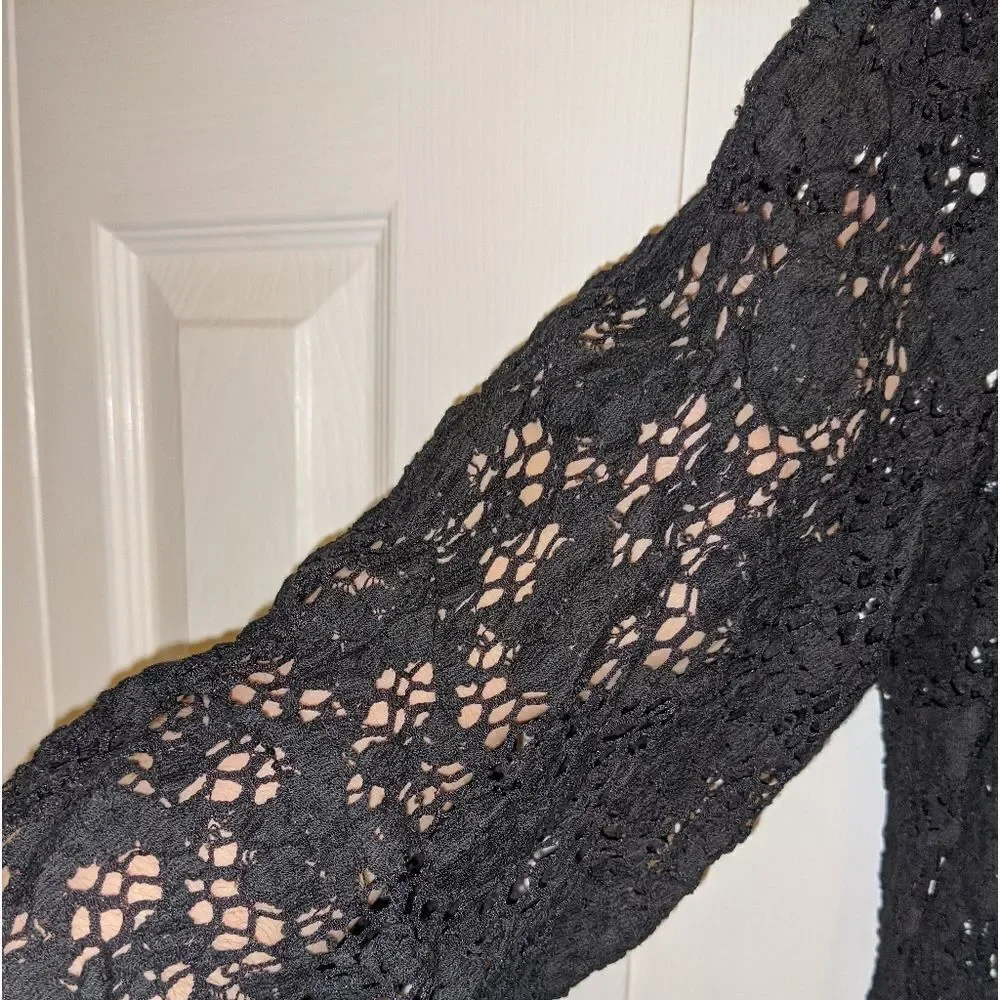Black lace swim coverup